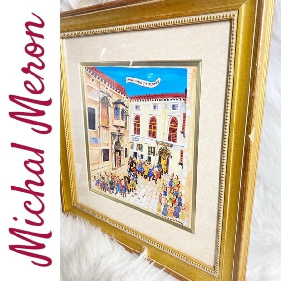 MICHAL MERON Synagogue Of Siena Gilt Serigraph In Gold Frame - Picture 3 of 9